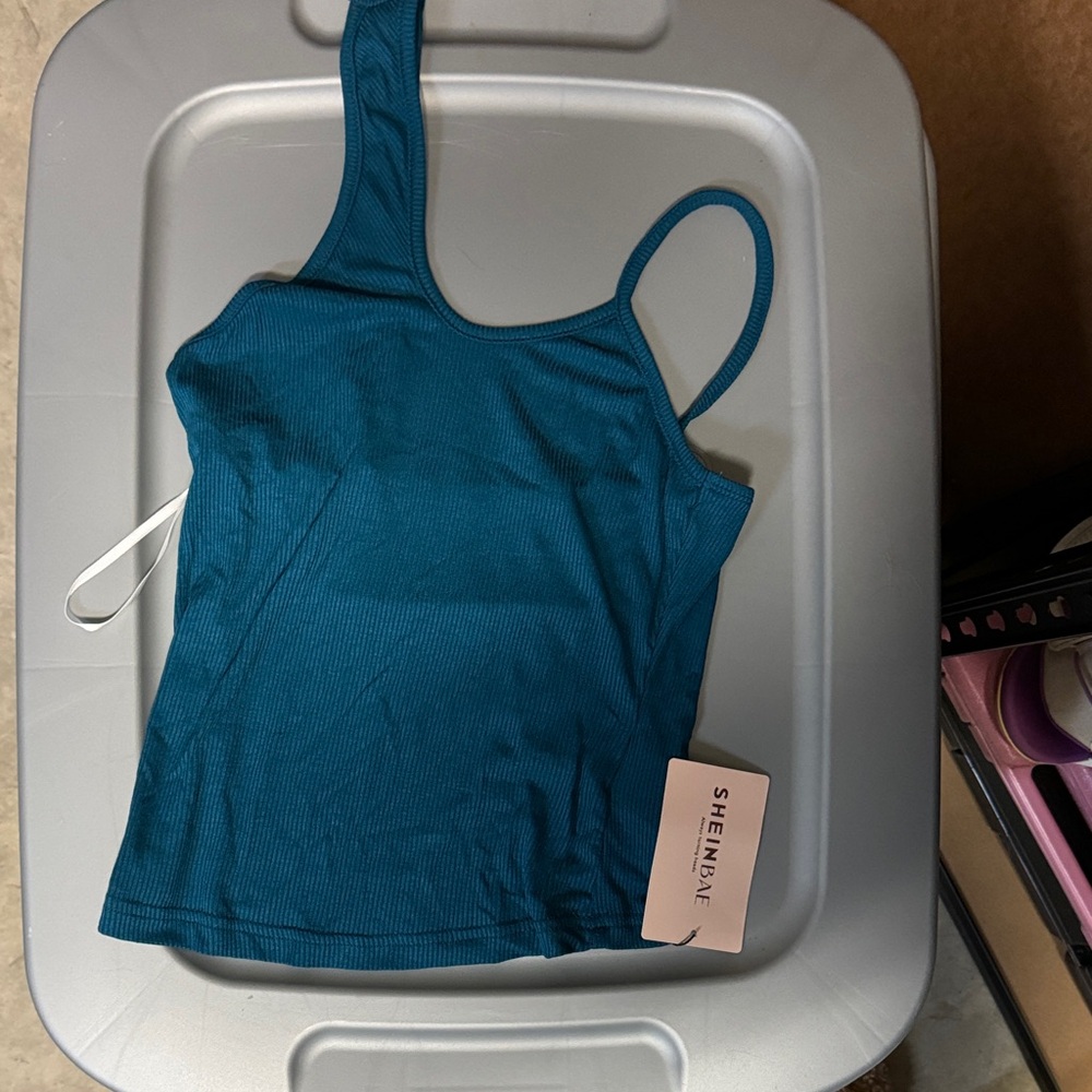 SHEIN Teal Ribbed Camisole